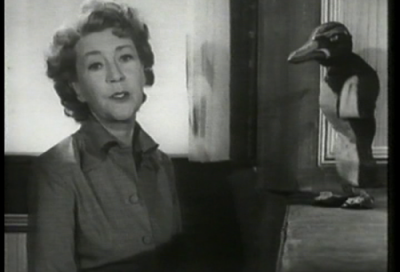 Annette Mills with Mr Peregrine Esquire in 'Muffin and the Squeaking Shoes'